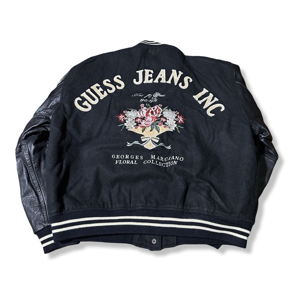 Georges Marciano Floral Edition Guess Jacket Leather Wool Size Medium 80's 90's